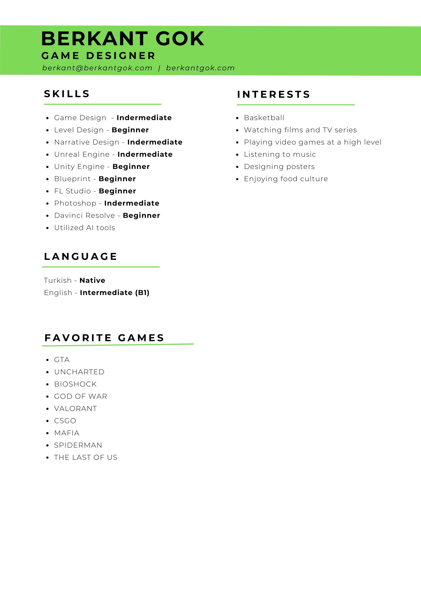 Berkant Gok - CV Page 2